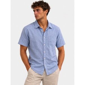 Joe's Jeans Collection Light Blue 100% Cotton Short Sleeve Button Down M NWT